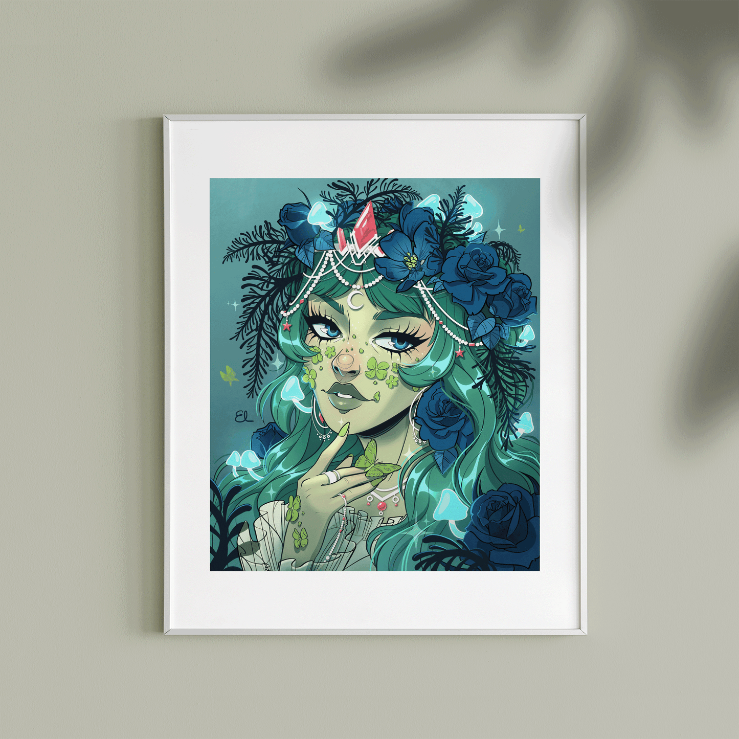 BLUE FLOWERS LADY | Art Print