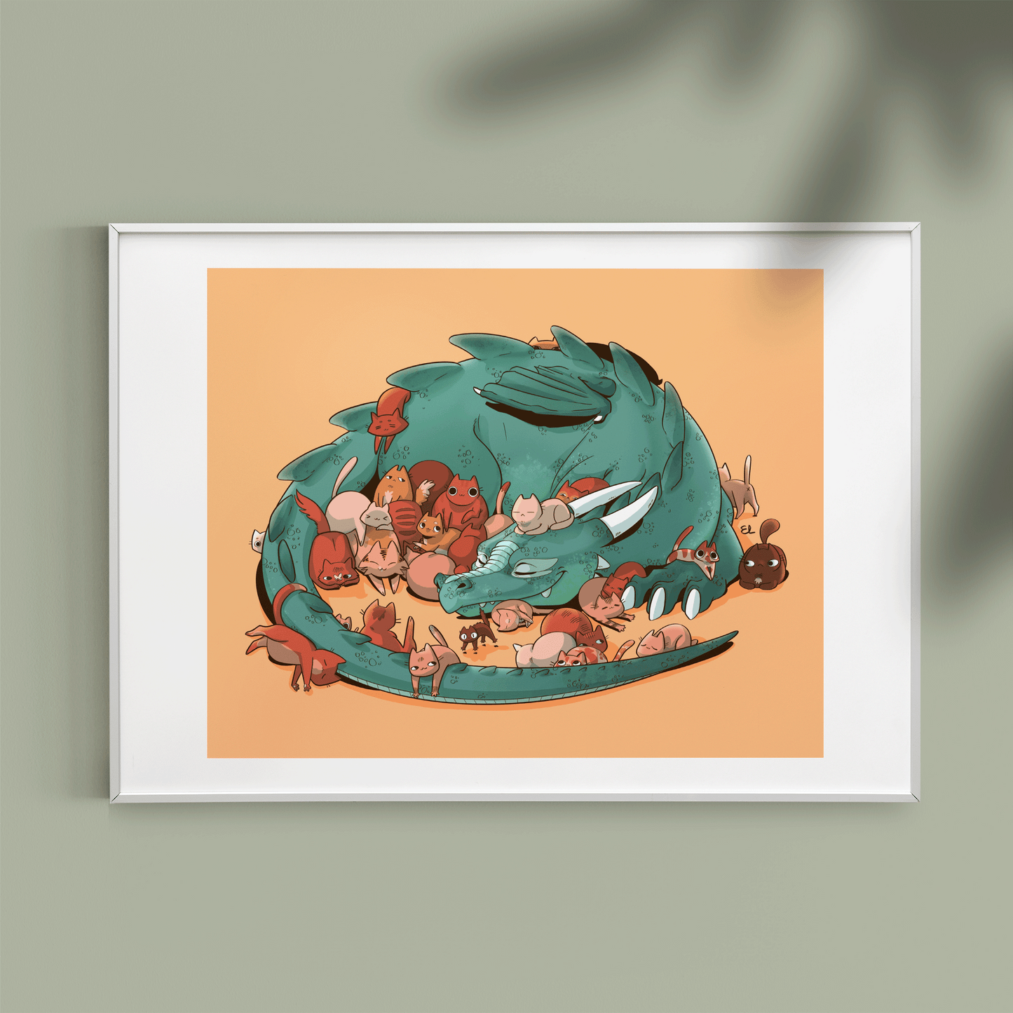 DRAGON HOARDING CATS | Art Print
