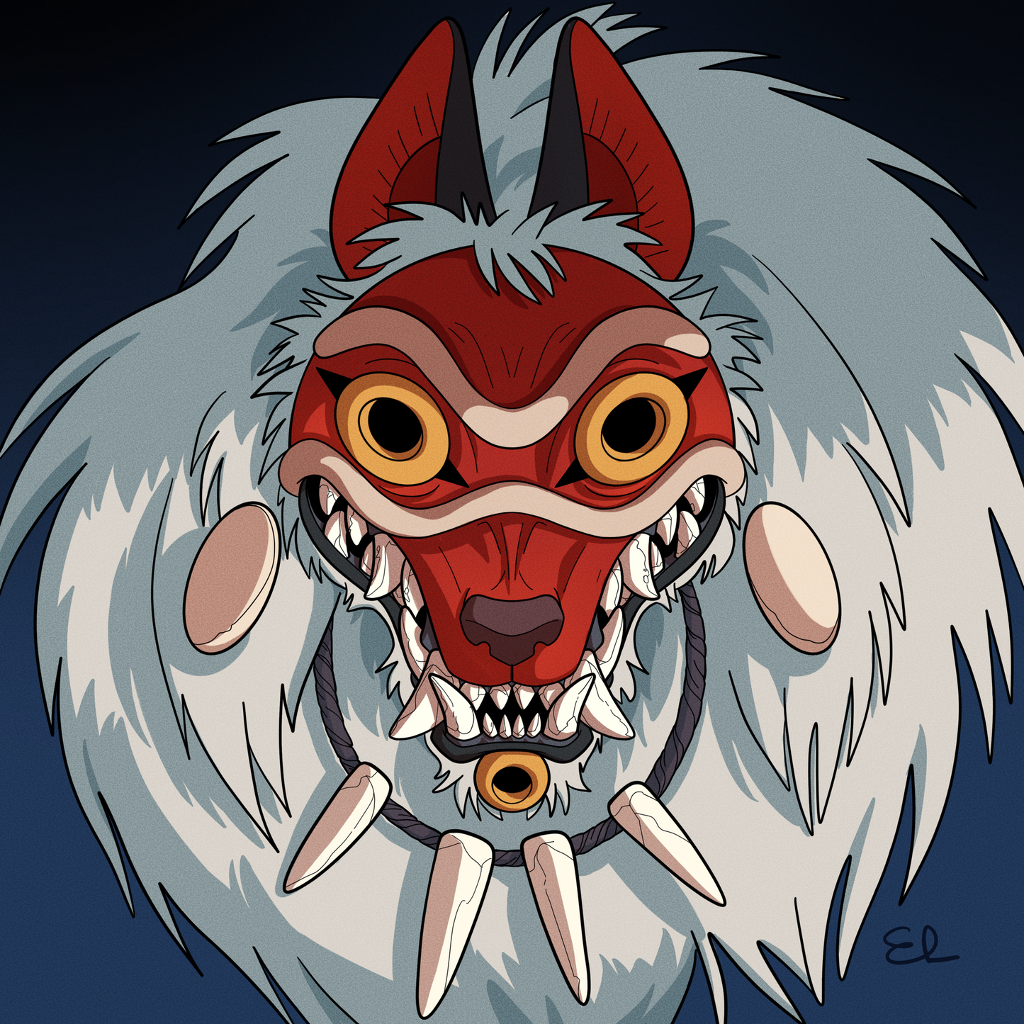 MONONOKE WOLF MASK | Princess Mononoke Fanart | Art Print