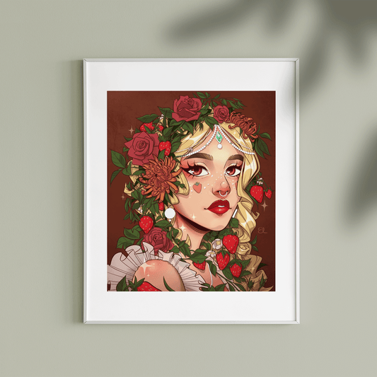RED FLOWERS LADY | Art Print