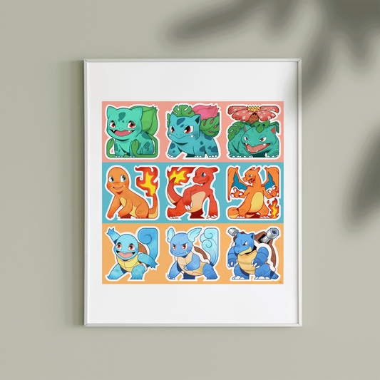 1ST GENERATION STARTERS | Pokémon Fanart | Art Print