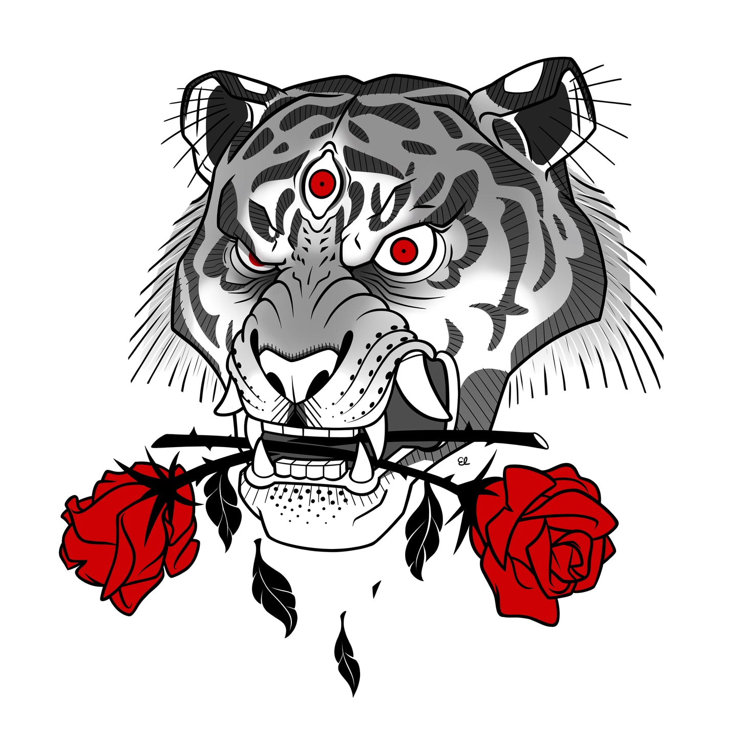 TIGER & ROSES | Art Print